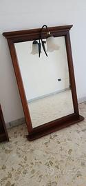 Specchio bagno noce  con lampada in vetro