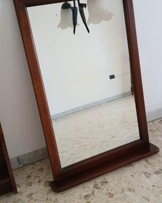 Specchio bagno noce  con lampada in vetro