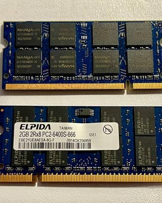 RAM 2Rx8 PC2-6400S-666 per pc portatile