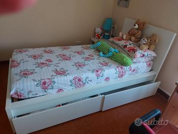 Letto Ikea 90x200 cm completo di contenitori