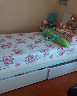 Letto Ikea 90x200 cm completo di contenitori