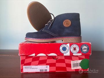 Polacco con lacci VERA PELLE blu n.35