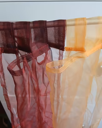 tende in organza giallo rosse nuove mai usate