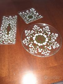 Set piatti vintage in vetro decorato floreale set