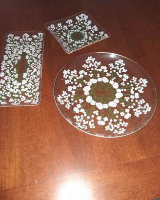 Set piatti vintage in vetro decorato floreale set
