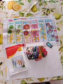 Kit 6 Segnalibri Floreali Punto Croce