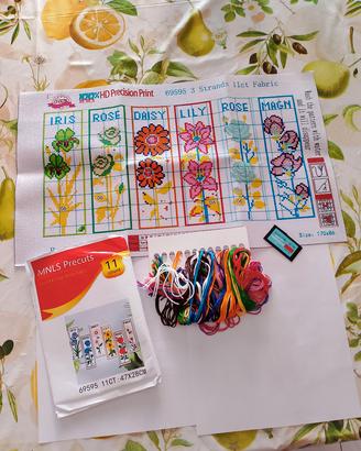 Kit 6 Segnalibri Floreali Punto Croce