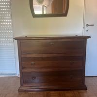 cassettiera con ribalta, specchio e 2 comodini