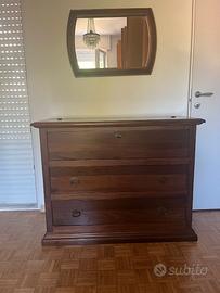 cassettiera con ribalta, specchio e 2 comodini