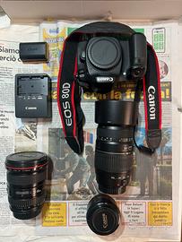 Canon EOS 80D + 3 obiettivi Canon/Tamron