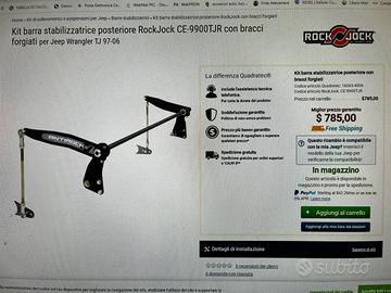 Barra anti-rock posteriore e barre wrangler tj
