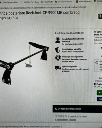 Barra anti-rock posteriore e barre wrangler tj