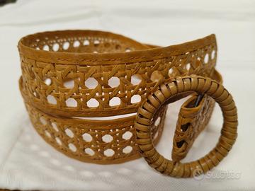 Cintura in paglia di Vienna vintage rattan cm 94