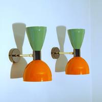 Coppia Applique DOPPIO CONO STILNOVO Style Ottone