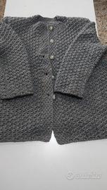 CARDIGAN LANA FATTO A MANO AI FERRI VINTAGE GRIGIO