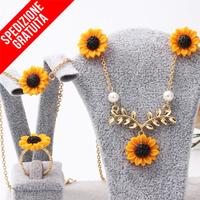 GIOIELLI GIRASOLE SET COLLANA + ORECCHINI + ANELLO