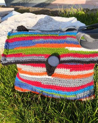 Borsa casual multicolor in lana artigianale