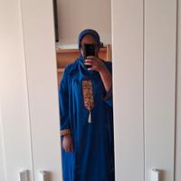 Abaya Blu Reale Ricamata