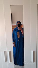Abaya Blu Reale Ricamata