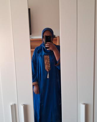 Abaya Blu Reale Ricamata