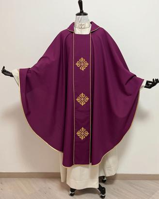 Casula morello con stolone a croci barocche Vi23