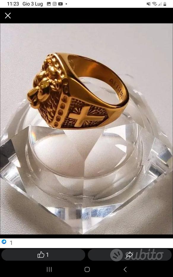 Anello Uomo Con Sigillo In Acciaio Inossidabile 316L - Personalizzabile, Argento/Oro/Nero - Foto 5