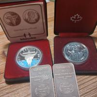 Lotto 2 Lingotti Argento 1 oncia 2 Dollar Canadesi