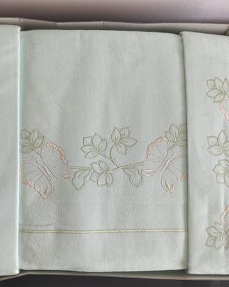 NUOVE Lenzuola felpate 2P matrimoniali ricamate