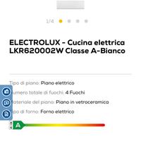 Cucina eletrrica con forno classe A electrolux