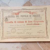 Banca del Popolo in Firenze - 1 Gennaio 1870. 