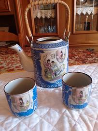 Teiera cinese con 2 tazze (vintage)