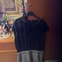 vestito nero grigio bicolor maniche corte