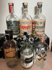 Bottiglie vuote gin rum whiski vodka