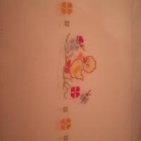 Lenzuolino culla in lino ricamato a mano punto cro