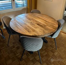 Tavolo rotondo in legno di mango e ferro battuto