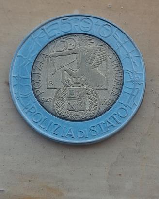 Moneta da 500 lire  1997 polizia stradale  50°ann.