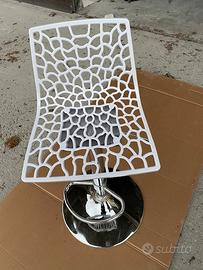 sgabello design traforato bianco lucido
