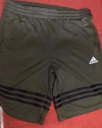 Pantaloncino Adidas verde scuro con strisce (L)