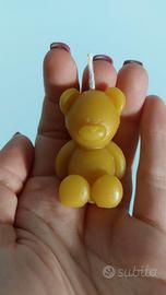 Candela mini teddy in pura cera d'api