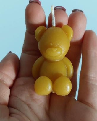 Candela mini teddy in pura cera d'api