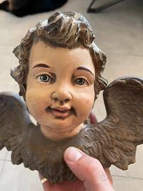 Putto/angelo in resina dipinto a mano