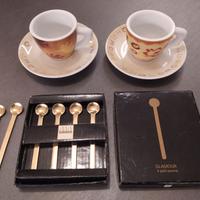 TAZZE CAFFE' e cucchiaini dorati