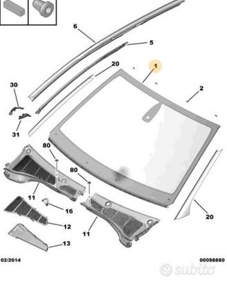 Vetro parabrezza Citroen C4 Cactus 9825184080