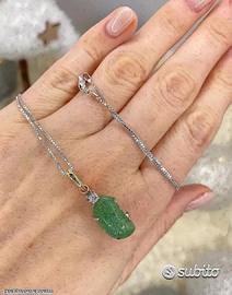 COLLANA ORO 18kt. DIAMANTE E SMERALDO INCISO 7,68