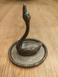Porta anelli vintage forma cigno argento placcato