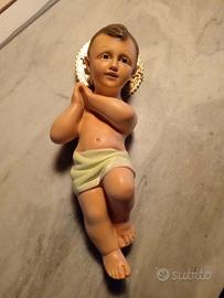 presepe, statua di Gesù bambino di gesso cm 31