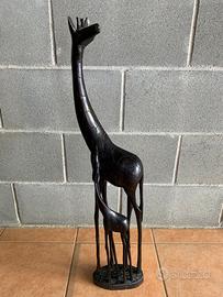 Statua originale africana di 2 giraffe