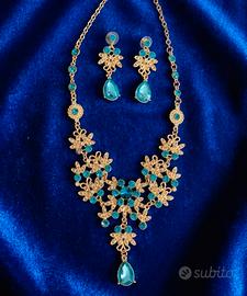 Set parure elegante collana e orecchini donna