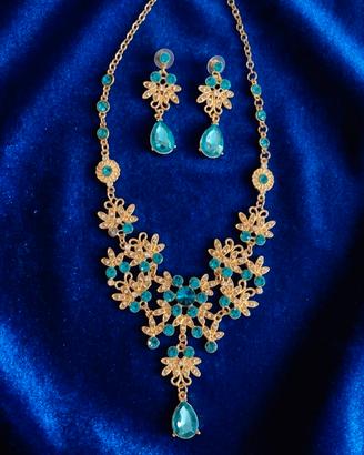 Set parure elegante collana e orecchini donna