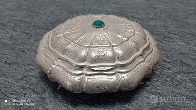 Centrotavola antico argento 800 agata naturale